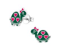 Monkimau Schildkröte Kinder Ohrringe | 925 Silber | Mädchen Ohrstecker Schmuck | Hypoallergen & Nickelfrei | Kinderohrringe Geschenkidee