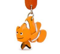 MONKIMAU Schlüsselanhänger Tiere 3D Clownfisch aus Echtleder - handgefertigt Leder Tieranhänger - Geschenk für Damen, Frauen, Kinder und Tierliebhaber