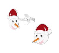 Monkimau Schneemann Kinder Ohrringe | 925 Silber | Mädchen Ohrstecker Schmuck | Hypoallergen & Nickelfrei | Kinderohrringe Geschenkidee