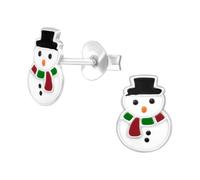 Monkimau Schneemann Kinder Ohrringe | 925 Silber | Mädchen Ohrstecker Schmuck | Hypoallergen & Nickelfrei | Kinderohrringe Geschenkidee
