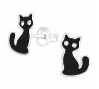 Monkimau Schwarze Katzen Ohrstecker Ohrringe aus 925 Silber Schmuck Silberohrringe Medizinisch für Kinder Mädchen Damen Frauen