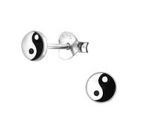 Monkimau Yin Yang Kinder Ohrringe | 925 Silber | Mädchen Ohrstecker Schmuck | Hypoallergen & Nickelfrei | Kinderohrringe Geschenkidee