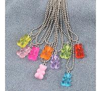 MONLEYTA Gummibär Halskette Harz Süßigkeiten Farbe Cartoon Anhänger Kette für Frauen Mädchen Geschenk Hot Pink