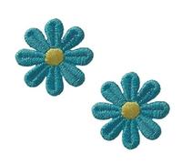 Mono Quick 06015 Blume, türkis-gelb, 2er SET Bügelbild, Patch ca. 2,6 x 2,6 cm