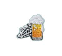 Mono Quick 0623x 1022xx Skelett im Urlaub, Bügelbild, Flip Flops, Bier, Flamingo, Patch mit Glitzerfaden (06238 - Bier mit Hand)