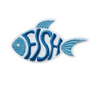 Mono Quick 08223 Fisch mit Schrift Bügelbild, Patch, ca. 3,8 x 6,5 cm Meer Fish Blau