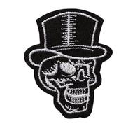 Mono Quick 10125 Totenkopf mit Zylinder Bügelbild, Patch, ca. 5 x 4 cm Halloween Applikation