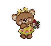 Mono Quick 1217x Bärin oder Elefant mit Blumen Applikation, Bügelbild, Bär, Elefant, niedliches Patch (12171 - Bärin)