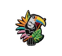 Mono Quick 121xx Knallbunte Dschungeltier Applikation, Bügelbild, Tukan Affe Kröte Krokodil oder Echse Patch (12166 - Tukan)