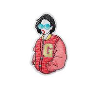 Mono Quick 1222x Girls Applikation, Bügelbild, Girl mit Kaffee, Handy, Buch, Collegejacke oder Cap Patch (12226 - College)