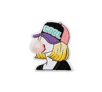 Mono Quick 1222x Girls Applikation, Bügelbild, Girl mit Kaffee, Handy, Buch, Collegejacke oder Cap Patch (12229 - Cap)