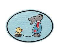 Mono Quick 1418x Bär Drache Hase Flicken Oval, Applikation, Bügelbild Patch blau (14185 - Hase mit Ente)