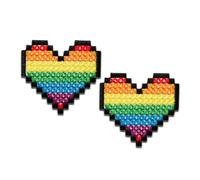 Mono-Quick 1433x Love is Love Rainbow Applikation, Bügelbild, Patch, Aufnäher Regenbogen Herz Pride (14339 - Pixel Herzen 2er)