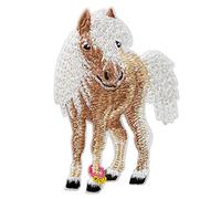 Mono Quick 14618 Pferd Pony weiß/braun Applikation, Bügelbild, Patch, Aufnäher