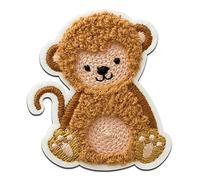 Mono Quick Affe flauschig Chenille Tier - Aufnäher, Bügelbild, Aufbügler, Applikationen, Patches, Flicken, zum aufbügeln, Größe: 6 x 5 cm