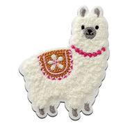 Mono Quick Alpaka Chenille flauschig Tier - Aufnäher, Bügelbild, Aufbügler, Applikationen, Patches, Flicken, zum aufbügeln, Größe: 7 x 5,7 cm