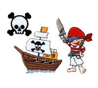 Mono-Quick - Applikationen - Patches - zum Aufbügeln - Set mit 3 Stück - Piraten