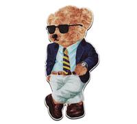 Mono-Quick Bär im Anzug Tier - Aufnäher, Bügelbild, Aufbügler, Applikationen, Patches, Flicken, zum aufbügeln, Größe: 8,6 x 4,6 cm