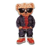 Mono-Quick Bär mit Brille Tier - Aufnäher, Bügelbild, Aufbügler, Applikationen, Patches, Flicken, zum aufbügeln, Größe: 8,6 x 4,1 cm