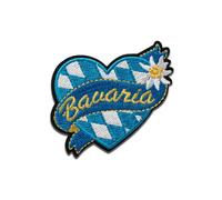 Bavaria Herz - Aufnäher, Bügelbild, Aufbügler, Applikationen, Patches, Flicken, zum aufbügeln, Größe: 5 x 5,2 cm