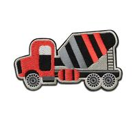 Betonmischer rot - Aufnäher, Bügelbild, Aufbügler, Applikationen, Patches, Flicken, zum aufbügeln, Größe: 5 x 8,9 cm