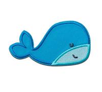 Mono Quick Blauwal Tier - Aufnäher, Bügelbild, Aufbügler, Applikationen, Patches, Flicken, zum aufbügeln, Größe: 4,5 x 8,3 cm