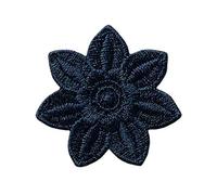 Mono-Quick Bügelbild Aufnäher zum Aufbügeln Blume Blau/Dunkelblau 3,5 cm