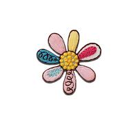 Mono-Quick Blume bunt - Aufnäher, Bügelbild, Aufbügler, Applikationen, Patches, Flicken, zum aufbügeln, Größe: 3,6 x 3,4 cm