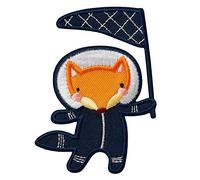 Mono-Quick Bügelbild Aufnäher Patch Applikation zum Aufbügeln Astronaut Fuchs 6,5 x 8,5 cm (10606)