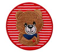 Mono-Quick Bügelbild Aufnäher Patch Applikation zum Aufbügeln Bär im roten Patch 6,5 cm