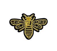 Mono-Quick Bügelbild Aufnäher Patch Applikation zum Aufbügeln Biene schwarz Gold 4,0 x 3,0 cm