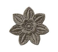 Mono-Quick Bügelbild Aufnäher Patch Applikation zum Aufbügeln Blume grau 3,5 cm