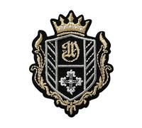 Mono-Quick Bügelbild Aufnäher Patch Applikation zum Aufbügeln College Wappen schwarz Gold 4,5 x 5,5 cm