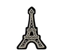 Mono-Quick Bügelbild Aufnäher Patch Applikation zum Aufbügeln Eifelturm Paris schwarz Silber 2,8 x 4,0 cm