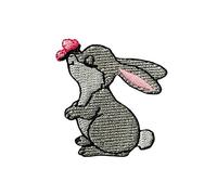 Mono-Quick Bügelbild Aufnäher Patch Applikation zum Aufbügeln Hase mit Schmetterling 4,0 x 4,0 cm