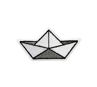 Mono-Quick Bügelbild Aufnäher Patch Applikation zum Aufbügeln Origami Boot Faltboot 5,0 cm x 2,5 cm