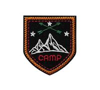 Mono-Quick Bügelbild Aufnäher Patch Applikation zum Aufbügeln Wappen Outdoor Camp 5,0 x 5,5 cm
