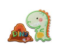 Mono-Quick Dino Set 2tlg. Grün Tier - Aufnäher, Bügelbild, Aufbügler, Applikationen, Patches, Flicken, zum aufbügeln, Größe: 5,2 x 4,6 cm