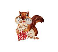 Mono-Quick Eichhörnchen mit Popcorn Aufnäher zum Aufbügeln 4,9 x 4,8 cm Bügelbild für Kinder Mädchen mit Lieblingstier Wild, Bügelpatch Patches Bügelflicken