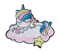 Mono Quick Einhorn AUF Wolke - Aufnäher Aufbügler Applikation Iron-On Patch