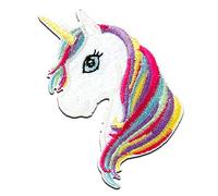 Mono-Quick Einhorn Aufnäher zum Aufbügeln Fantasy 6,9 x 4,4 cm Bügelbild für Kinder Mädchen mit Glitzer Regenbogen Prinzessin, Bastel DIY Mitbringsel Kindergeburtstag Geschenk