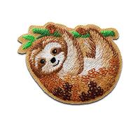 Faultier Tier - Aufnäher, Bügelbild, Aufbügler, Applikationen, Patches, Flicken, zum aufbügeln, Größe: 5,5 x 4,2 cm
