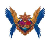 Mono-Quick Frida Kahlo© Applikation, Bügelbild, Patch, Papagei, Wüste, Totenkopf, Blumen (18423 - Frida Papagei)