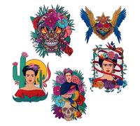 Mono-Quick Frida Kahlo© Applikation, Bügelbild, Patch, Papagei, Wüste, Totenkopf, Blumen (18426 - Frida Wüste)