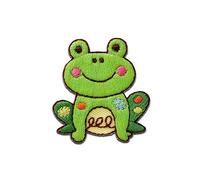 Mono-Quick Frosch kindlich Tier - Aufnäher, Bügelbild, Aufbügler, Applikationen, Patches, Flicken, zum aufbügeln, Größe: 4 x 3,7 cm