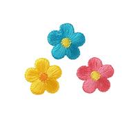 Mono-Quick GmbH Applikationen - Kids and Hits - aufbügelbar Blüten ca. 2,5x2,5 cm blau/gelb/pink 3 St