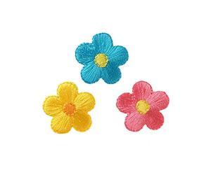 Mono-Quick GmbH Applikationen - Kids and Hits - aufbügelbar Blüten ca. 2,5x2,5 cm blau/gelb/pink 3 St
