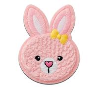 Mono Quick Häschen Chenille Tier - Aufnäher, Bügelbild, Aufbügler, Applikationen, Patches, Flicken, zum aufbügeln, Größe: 6,9 x 5,2 cm