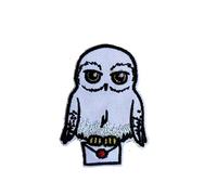 Mono-Quick Harry Potter Mit Eule Hedwig Schnee-Eule - Aufnäher, Bügelbild, Aufbügler, Applikationen, Patches, Flicken, Größe: 4,4 x 6 cm