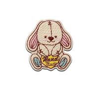 Mono-Quick Hase Handmade Tier - Aufnäher, Bügelbild, Aufbügler, Applikationen, Patches, Flicken, zum aufbügeln, Größe: 5 x 4,5 cm